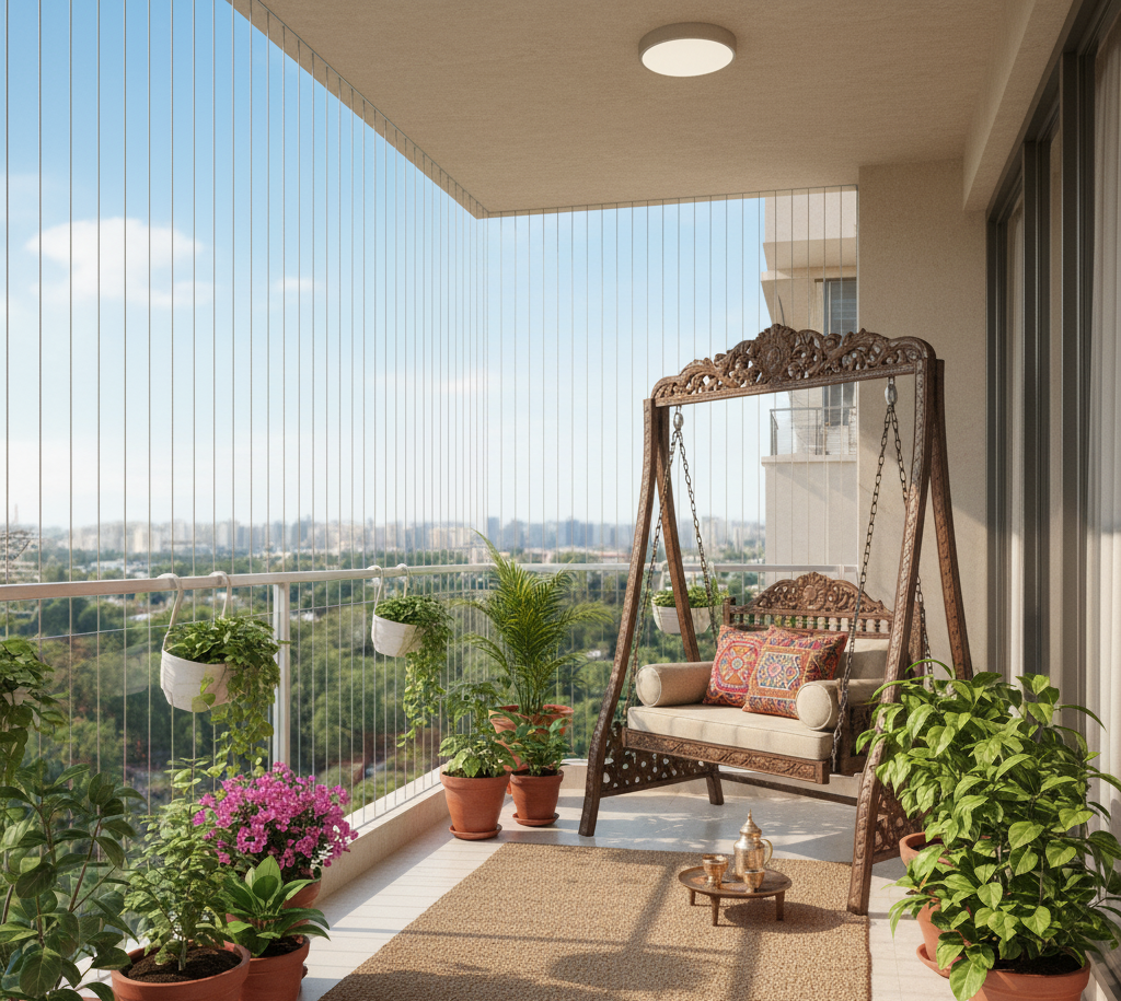 Invisible grills for apartment balconies