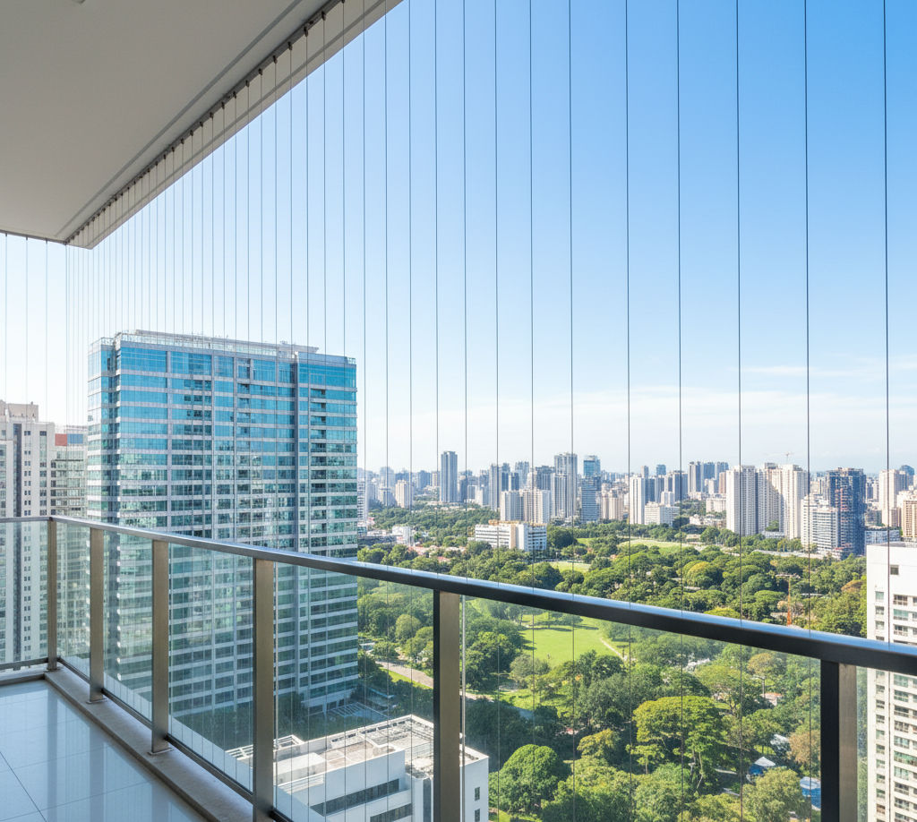 Invisible grills for apartment balconies