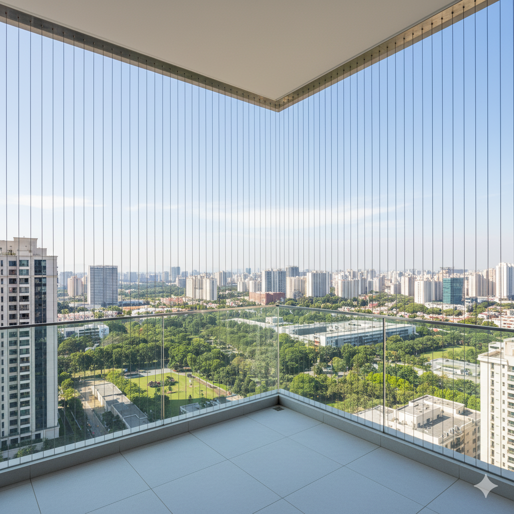 Invisible grills for apartment balconies
